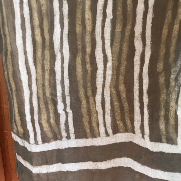 Lunn by Lilith 100% Linen Tabac Striped Scarf NWT - Picture 3 of 6